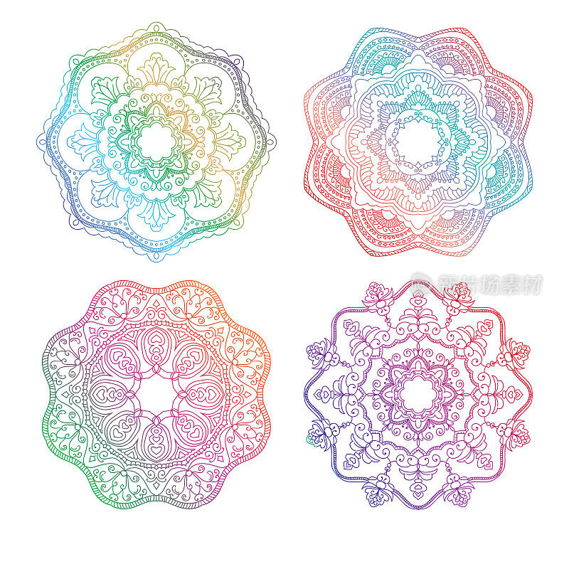 Relax with mandala round floral ornament. Decorative design element. Color outline vector illustration for coloring book, print on T-shirt and other items.